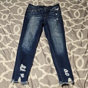 Buckle Dark Blue Distressed Boyfriend Jeans